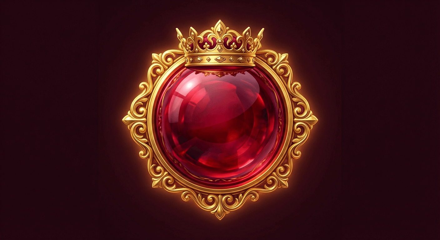 Rote Kugel mit goldener Krone Symbol